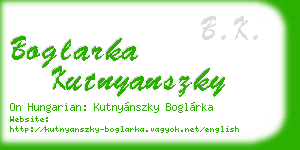 boglarka kutnyanszky business card